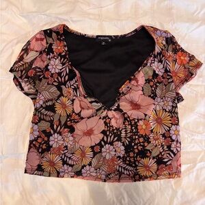 Floral Black Top